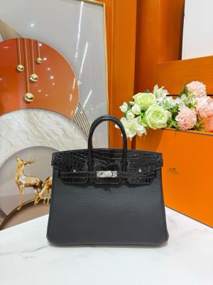 cheap quality Hermes Birkin 25 Noir Matte Alligator and Togo Touch